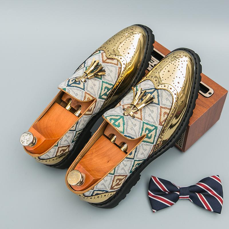 

Модная мужская классическая обувь броги из кожи, черно-золотистая, на толстой подошве, противоскользящая, дышащая, для путешествий, бизнеса, кожаная обувь, размер 38-46, мужская обувь 38