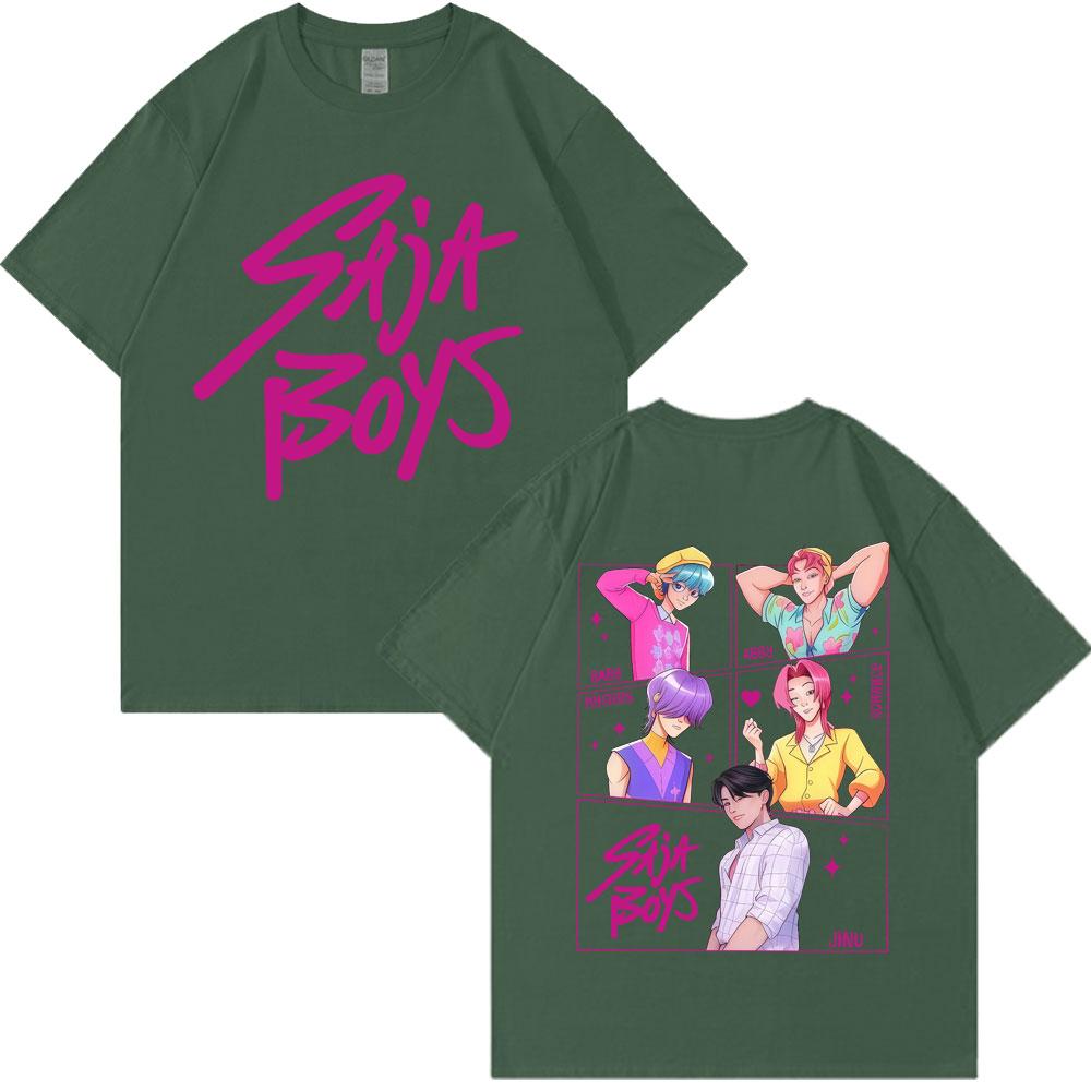 New Movie Anime KPop Demon Hunters Saja Boys Tshirt Men Women Trend Harajuku Cosplay T Shirt Loose Cozy Cotton Casual T Shirts
