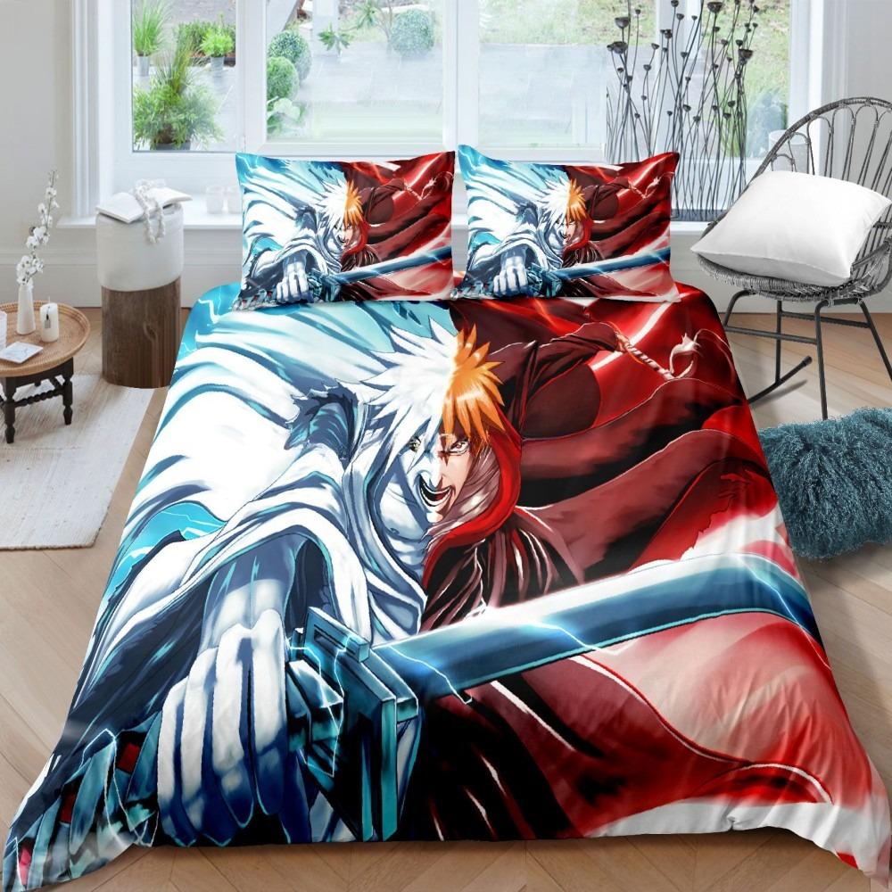3D Bleach Kurosaki Ichigo Bedding Set Anime Duvet Cover Pillowcase Boys Comforter Bed Linen