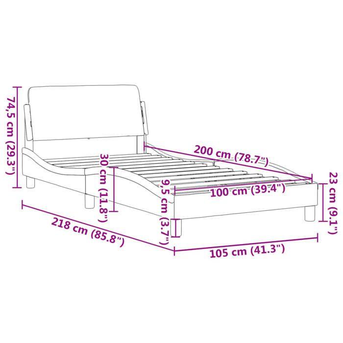VidaXL Bed Frames with Headboard, Upholstered Bed with Slatted Base, Single Bed with Bedroom Footboard, Black 100x200 Cm 373138