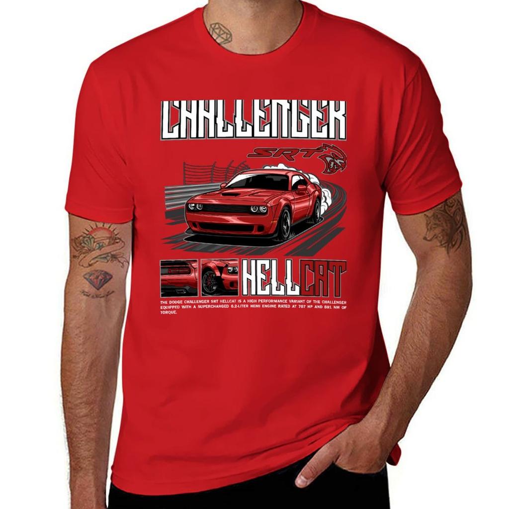 Challenger SRT Hellcat T-Shirt quick-drying aesthetic clothes T-shirt men