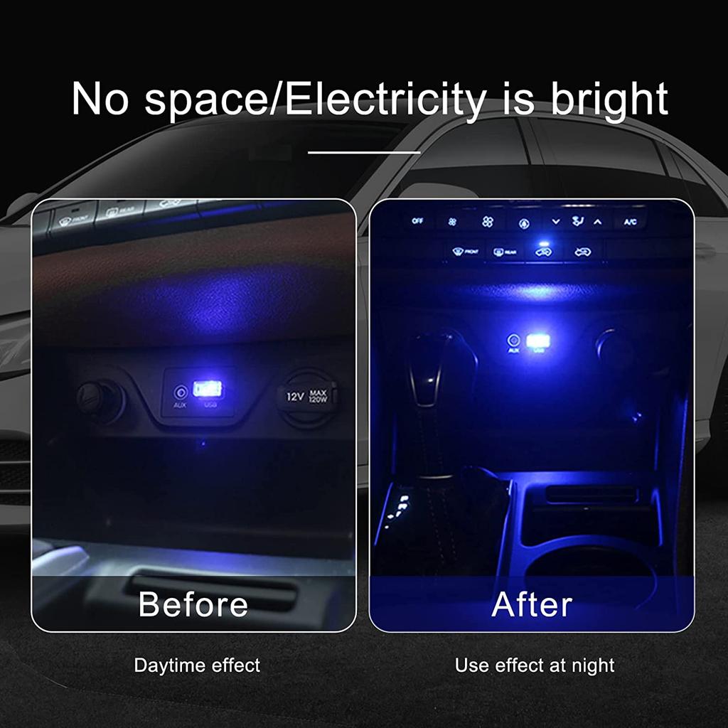1/4/10 PCS Mini USB LED Atmosphere Light Car Interior Ambient Decorative Lighting Neon Styling Night Light White Red Blue