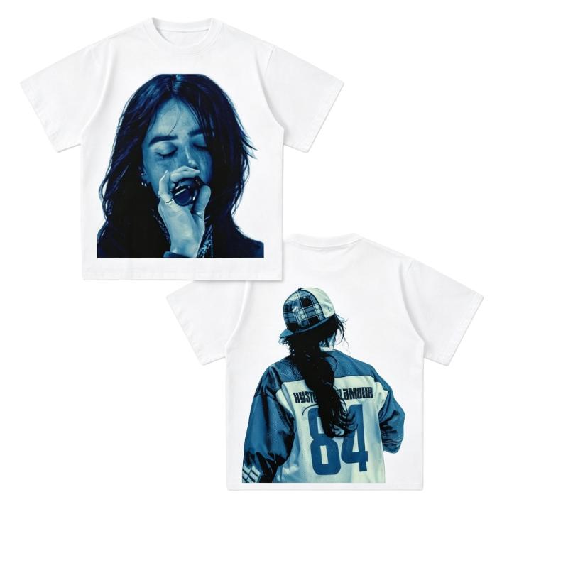 

Oversized Blue Tone Billie Eilish TShirt 100 Cotton Crew Neck Short Sleeve Harajuku Pop Music Casual Graphic Loose Tee S