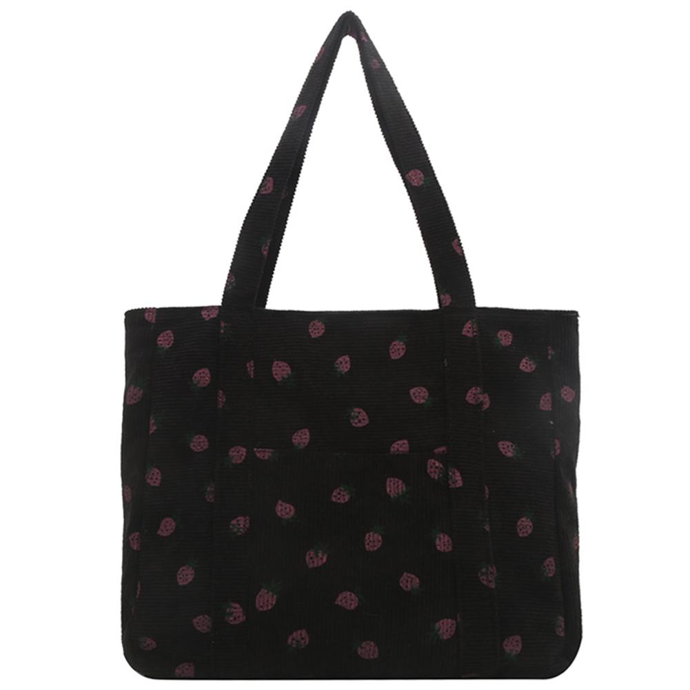 Strawberry Print Chic Hobo Bag Cute Women Tote Bag Stylish Commuting Bag Sweet Style Large Capacity for Outdoor Travel