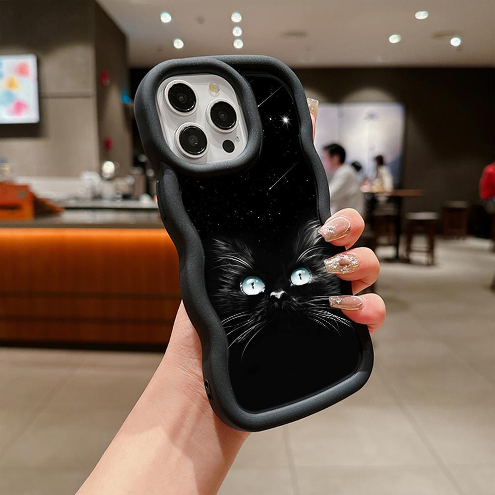 Macaron Soft TPU pouzdro na telefon pro iPhone 11 12 13 14 15 Pro Max SE X Xs Max XR 6 7 8 Tecno Camon 19 20 Pro Realme C35 Ae73 Dark Eyes cat design art