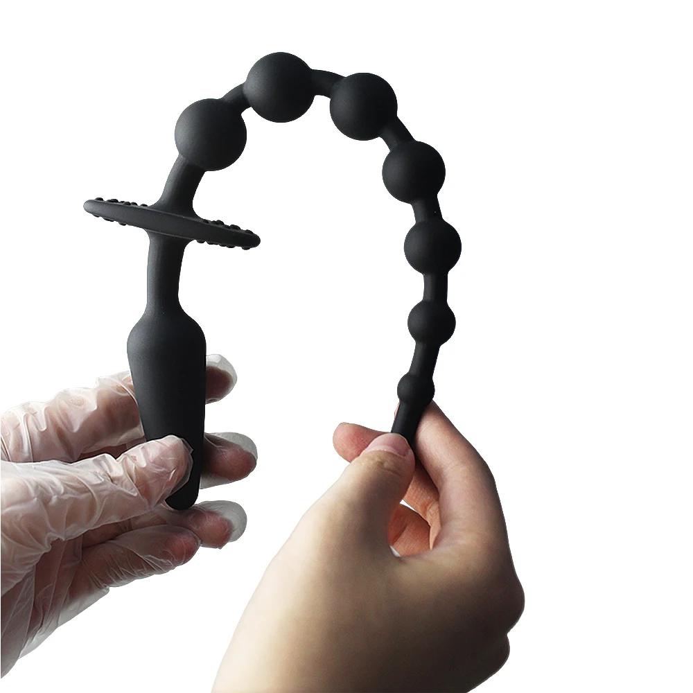 Langer Silikon Analplug Analkugeln Perlen Kugel G-Punkt Stimulierend Anus Masturbator Erotisch Fesselspiele Sexspielzeug für Männer Frauen