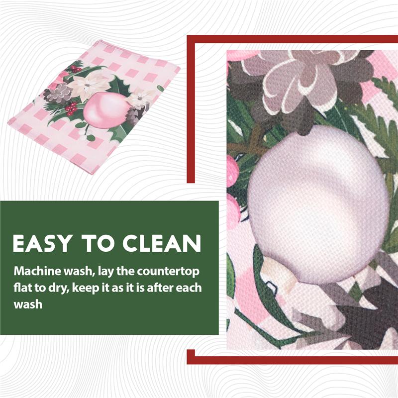 Good-4PCS Xmas Trees Snow Pink Christmas Placemats Winter Table Mats For Kitchen Dining Decoration