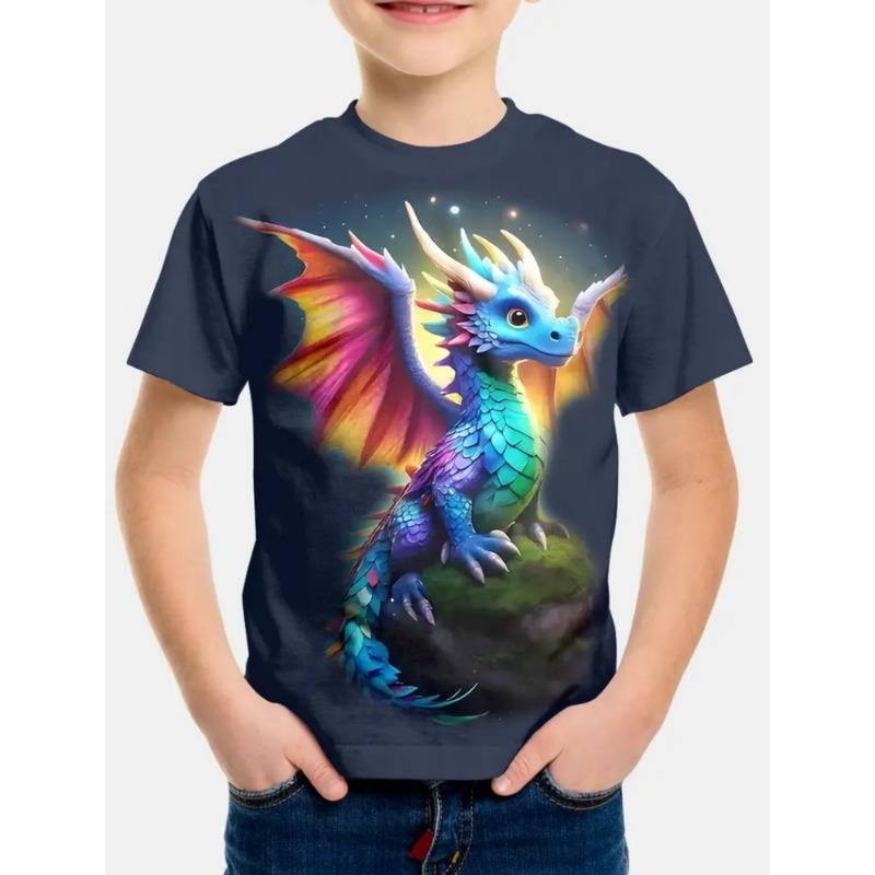 Boys Kids Clothes 3D Print Cartoon Dinosaur Graphic T Shirts Fashions Summer Streetwear O-Neck Short Sleeves T-Shirts for Boys