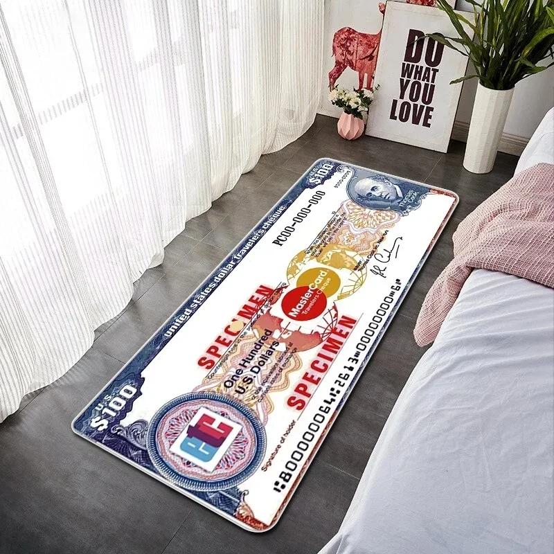 Creative Banknote Long Strip Floor Mat Soft And Anti-Slip Bedroom Bedside Blanket Bay Window Blanket Home Decoration