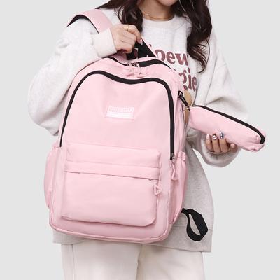 Solid Color Forest Series Fresh and Versatile Girl Simple Backpack College Style Large Capacity Backpack