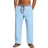 Men's Long Pants, Elastic Waist Drawstring, Lightweight, Slim Fit, With Pockets, Comfortable And Breathable Linen Long Pants