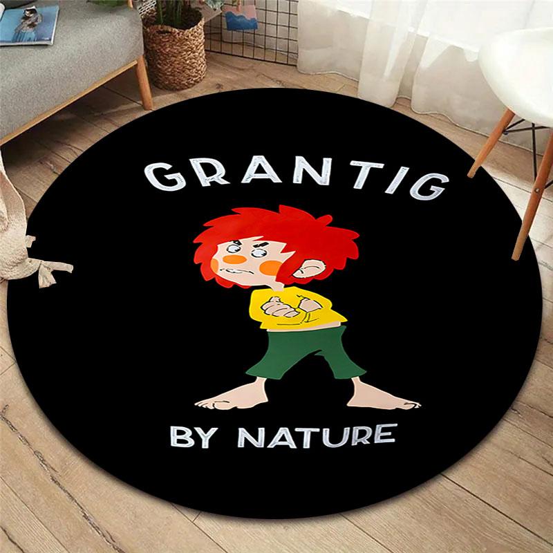 Meister Eder Und Sein Pumuckl Round Area Rug,Carpet Rug for Living Room Bedroom Sofa Playroom Decor,Non-slip Floor Mat