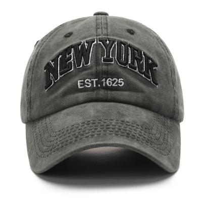 Letter Embroidery Washed Cap Newyork Personalized Denim Baseball Cap