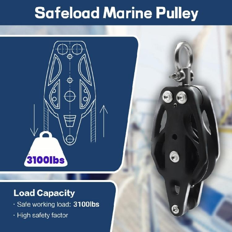 35mm/50mm Lifting Single Pulley Roller,304 Stainless Steel Single Wheel Pulley Lifting Rope Pulley Block for Kayaks