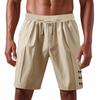 Men's Elastic Waist Shorts for Summer Wear Loose Linen Beach Casual Solid Color Five-point American Shorts