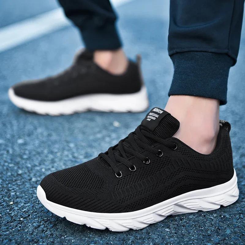 Men Casual Sport Shoes Breathable Lightweight Sneakers Outdoor Mesh Black Running Shoes Athletic Jogging Tenis Walking Shoes