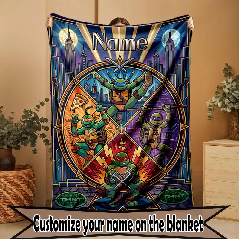 Custom Name Personalized Teenage Ninja Turtles Print Blanket, Home Decor, Bedroom, Sofa, Camping, Couch, Gifts for Birthday Christmas