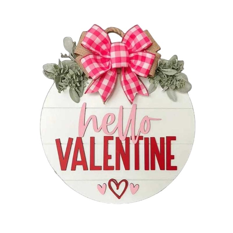 

Redness Plaids Bows Valentines Day Door Signs for Enhancing Home Decoration and Celebrating Love 1