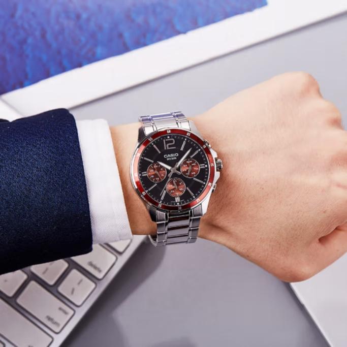Casio Standard Series Dress Series Steel Heart Quartz Movement Stainless Steel Strap Men watches Black MTP-1374D-5A