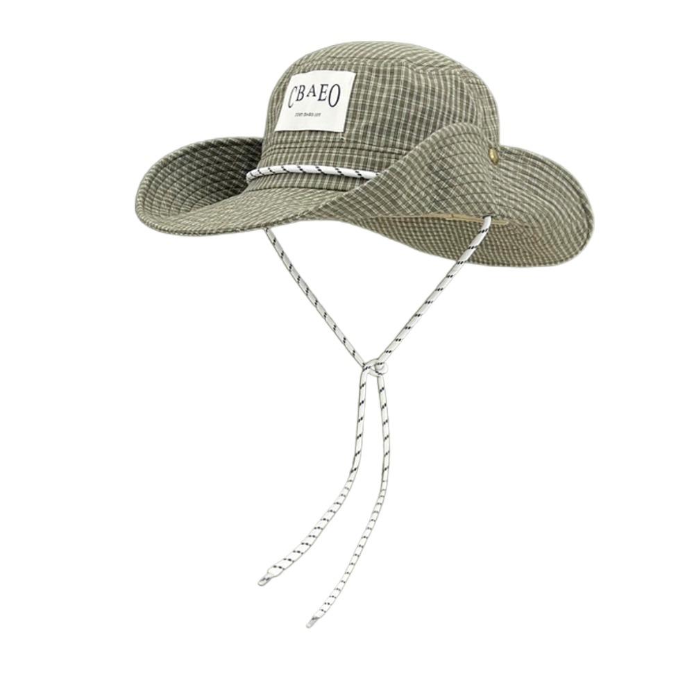 Large Brim Drawstring Bucket Hats Letter Patch Sun Hat Fashion Hiking Caps Outdoor зелёный