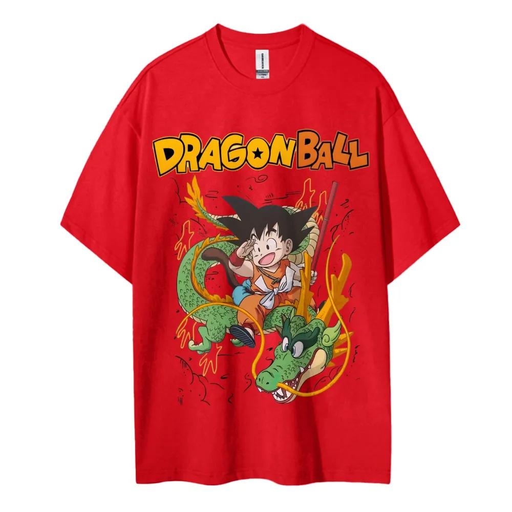2026 Summer Dragon Ball Oversized Tshirt High Quality 100 Cotton Kid Goku  Shenron Print Unisex Retro Casual Adults Kids