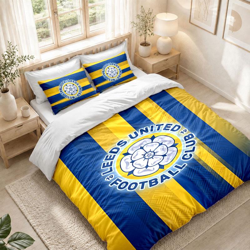 Bedding Set 1 Duvet Cover 2 Pillowcases Leeds United Print Bedroom Home Decoration