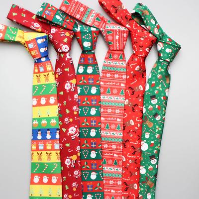 Polyester Christmas Tie, Casual Festive Men'S And Women'S Printed Christmas Tie