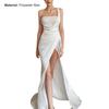 Formal Dress One Shoulder Sequined Autumn Satin Surface High Split Party Maxi Dress for Wedding