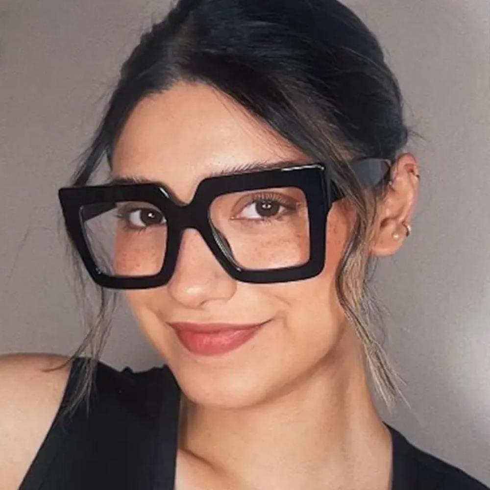 Oversized Frame Ins Square Eyeglasses Retro Plain Glasses Fashion Anti-Blue Light Glasses Girls