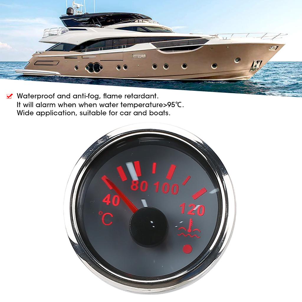 2in Cooling Water Temperature Gauge 40‑120 Celsius  Smart Alarm IP67 Waterproof 12VCelsius24V 0‑190ohm  Sensor