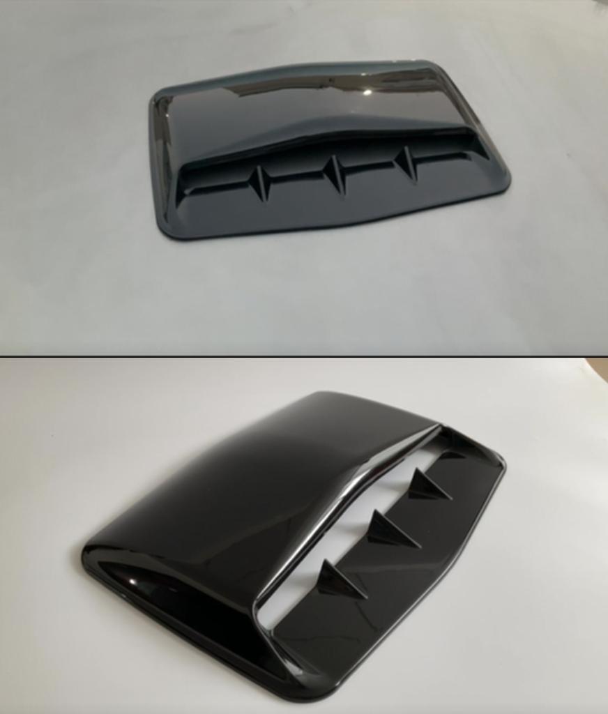 Gloss Black ABS Air Flow Intake Hood Shark Fins Scoop Vent Bonnet Decor Cover x1