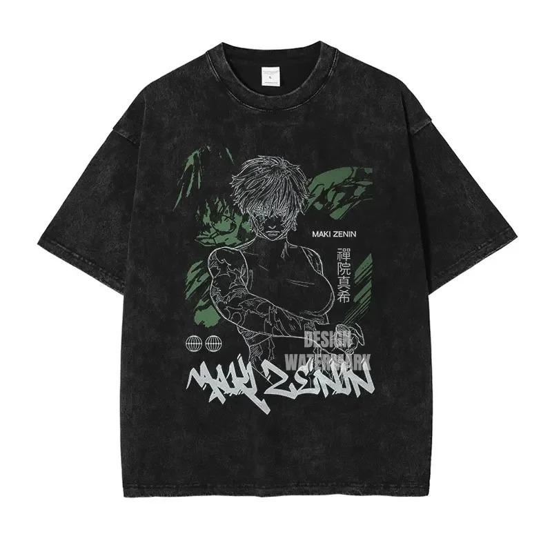 Anime J-Jujutsu K-Kaisen T Shirts Vintage Washed CHOSO T-shirt Oversize Short Sleeve Fushiguro Toji Gojo Saturo Itadori Tees Men