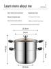 Double-Layer Stainless Steel Stockpot with Steamer for Porridge, Noodles, and Soup - Compatible with Induction and Gas Stoves