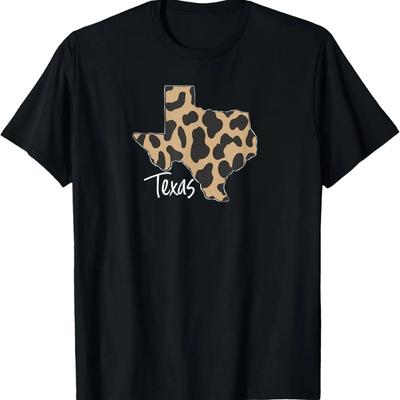 Home State of Texas Leopard Print Design T-Shirt