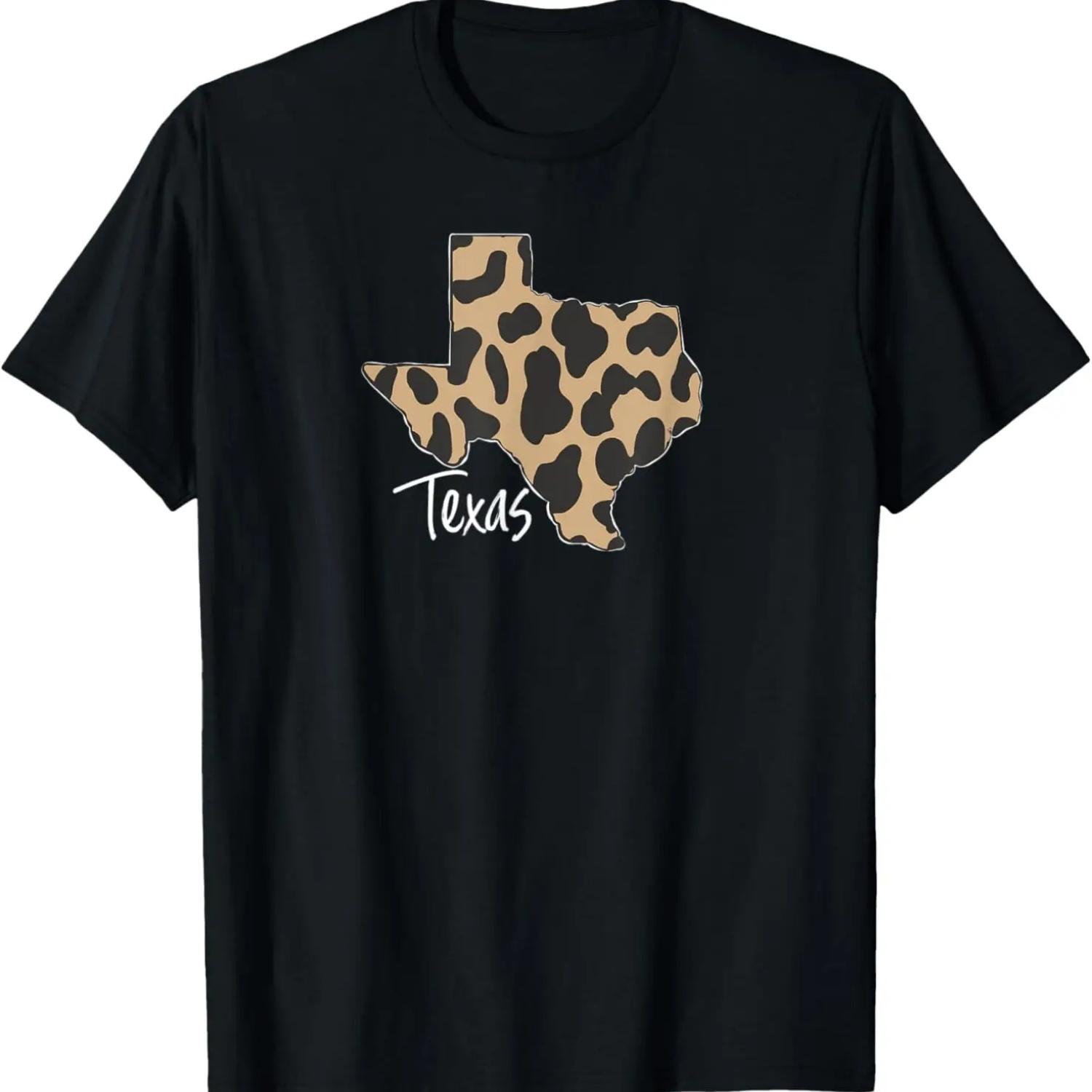 Home State of Texas Leopard Print Design T-Shirt S чёрный