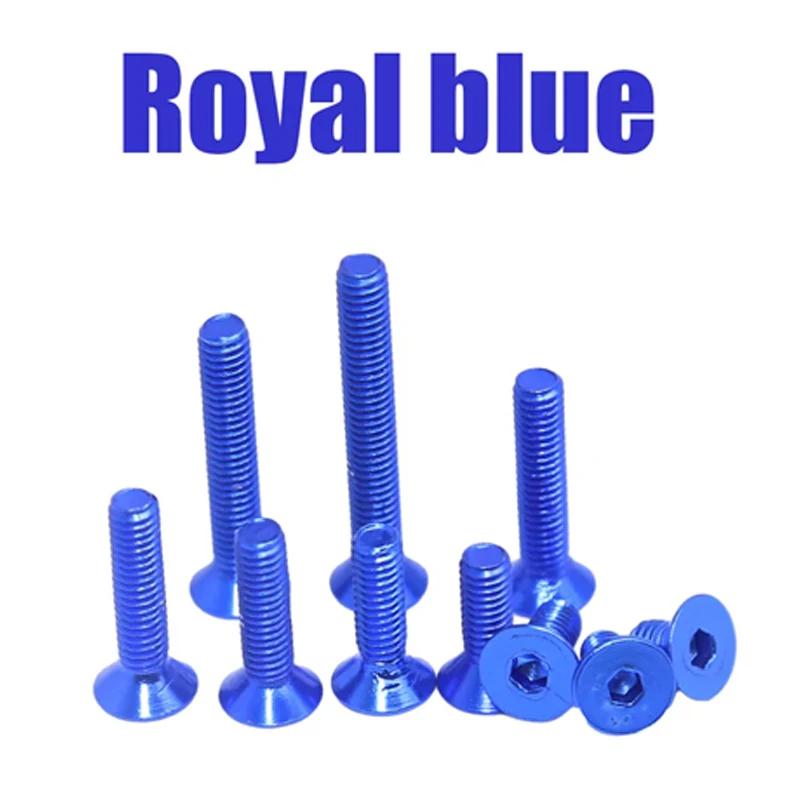 Hongtu M5 Anodized Colored Countersunk Screws6mm-30mm - 5Pcs 7075 Aluminum Alloy Allen Socket Bolts DIN7991 | DIY Model Supplies