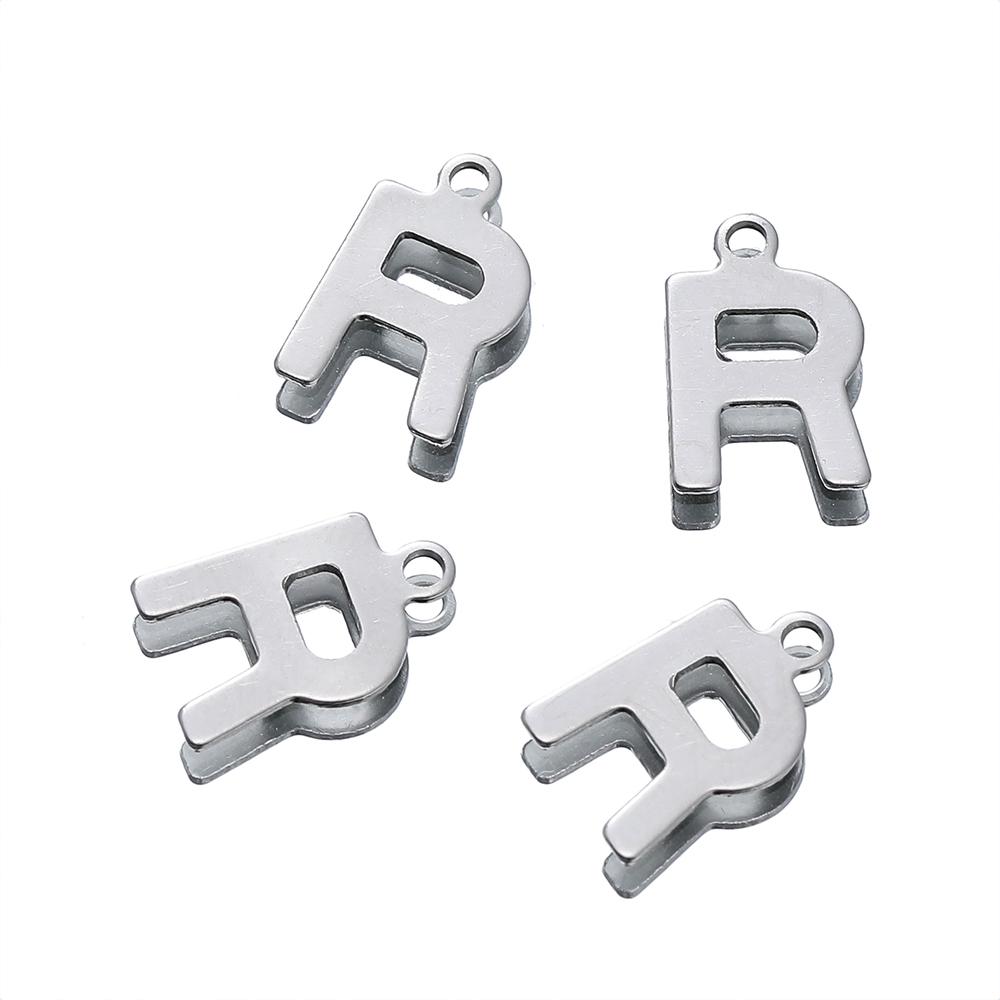 50 Stück Edelstahl 12mm Englische Buchstaben A-Z Anhänger für DIY Halsketten Schmuckherstellung Zubehör