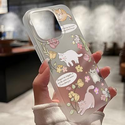 Fundas para teléfonos móviles para iPhone 11 13 15 Pro Max 12 14 Pro Max Funda para iPhone 16 15 Plus 13 Pro 12 Textura esmerilada Flores de dibujos animados pintadas