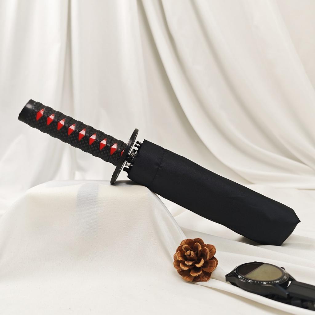 Paraguas Espada Katana Plegable Bloqueo UV Negro Sombrilla Impermeable Katana Japonesa Real Sable Samurai Paraguas Sombrilla Regalo