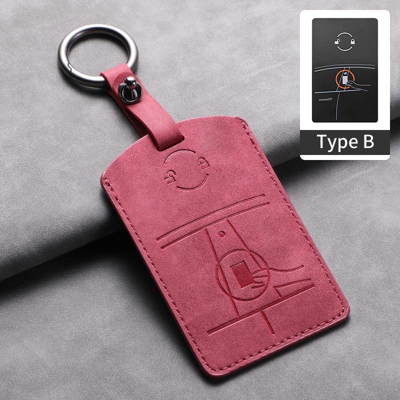 

3D Leather Suede Car Key Case Cover Fob For Tesla Model 3 Model Y S X Model Y L Auto Keyless Remote Key Card Kit Protector Shell
