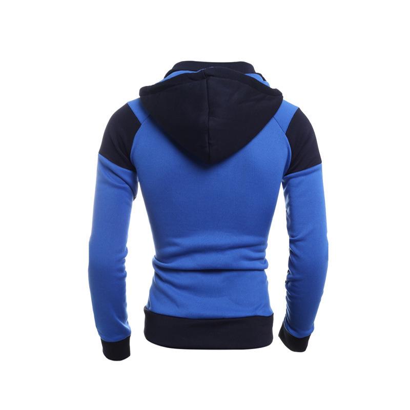 Men's Color Block Double Zipper Slim Fit Hoodie