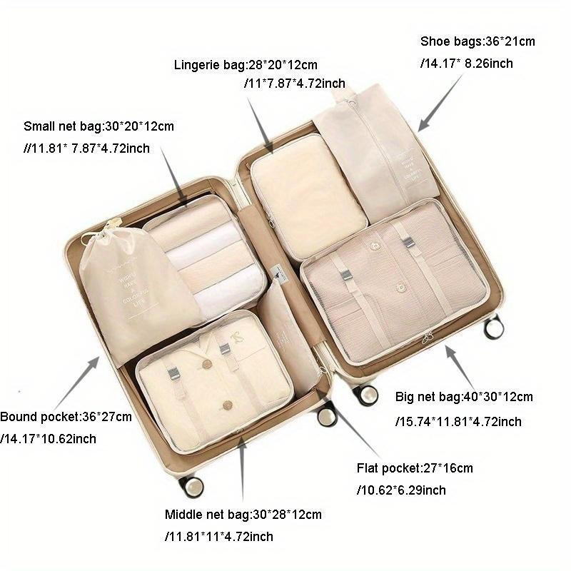 7Pcs Travel Essential Storage Bag Set,Beach Vacation Essentials Accessories,Suitcase Organizer Bags for Luggage