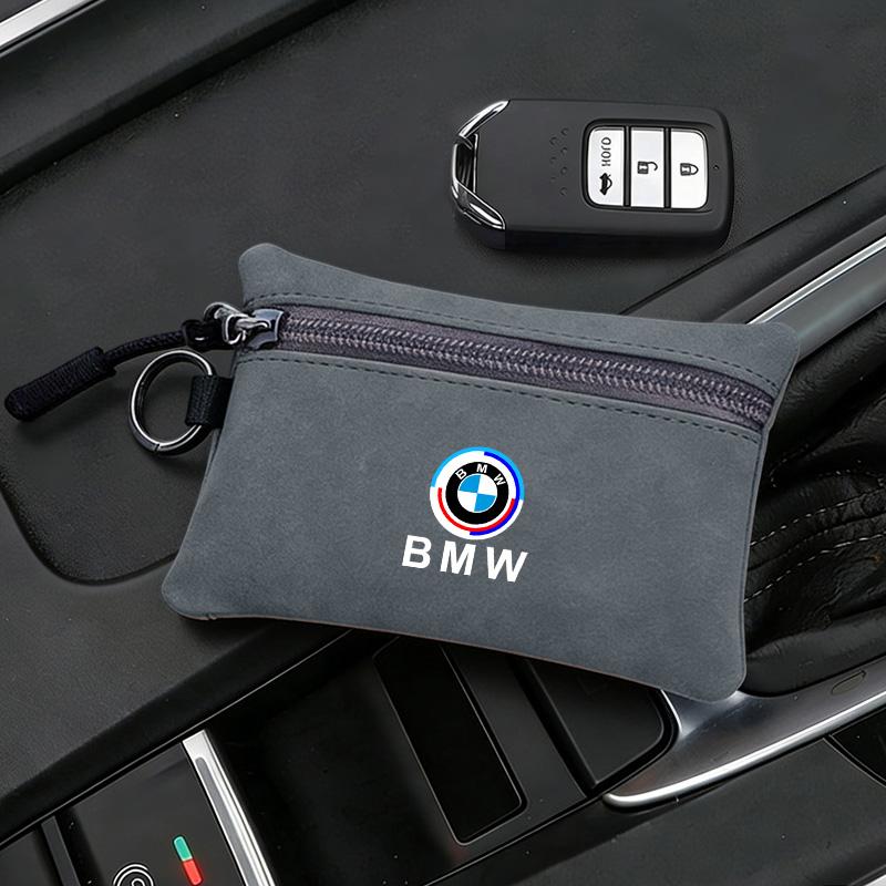 Portable Suede Car Key Bag Zipper Wallet Card Coins Storage Pouch for BMW E36 E39 E46 E53 E90 M3 M5 X1 X3 X5 X6 50th Anniversary FLVCM1