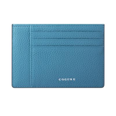 COGURE Slim Mini Genuine Shrink Calf Large Card Case Gift Box Cyan Wallet, Leather, Capacity, Style, Unisex, Included, COPCC110,