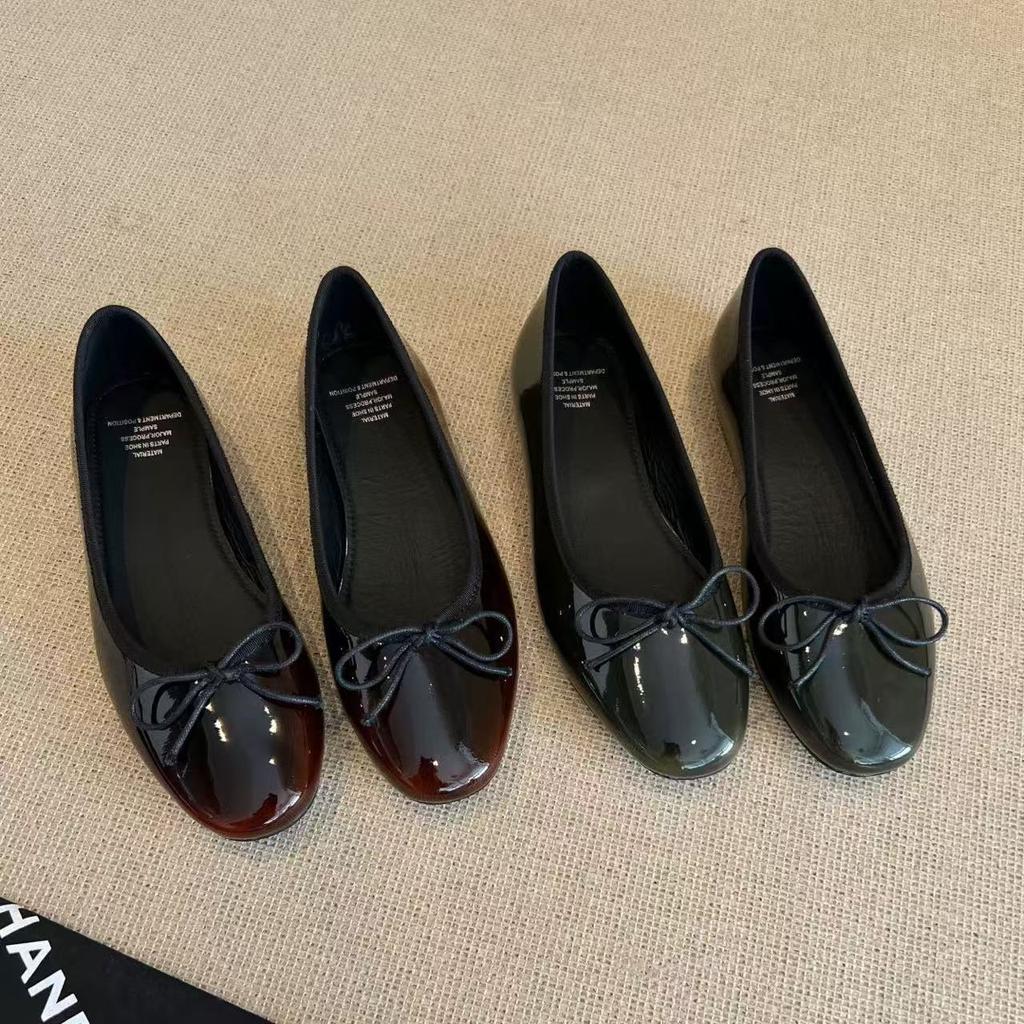 Spot~ French single shoes women's flat spring new beautiful skirt evening shoes bow ballet shoes