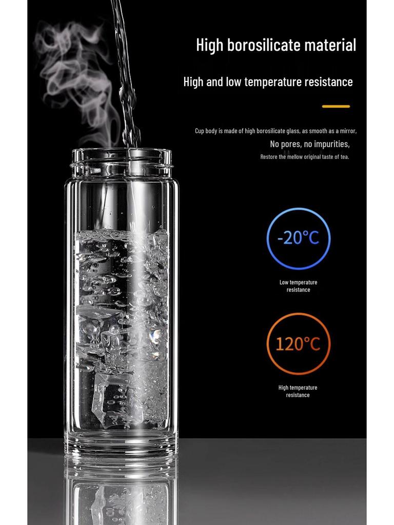 Minghui Quick-Open Double-Layer Glass Cup with Tea and Water Separation, Car-Mounted High-End Men's Cup.