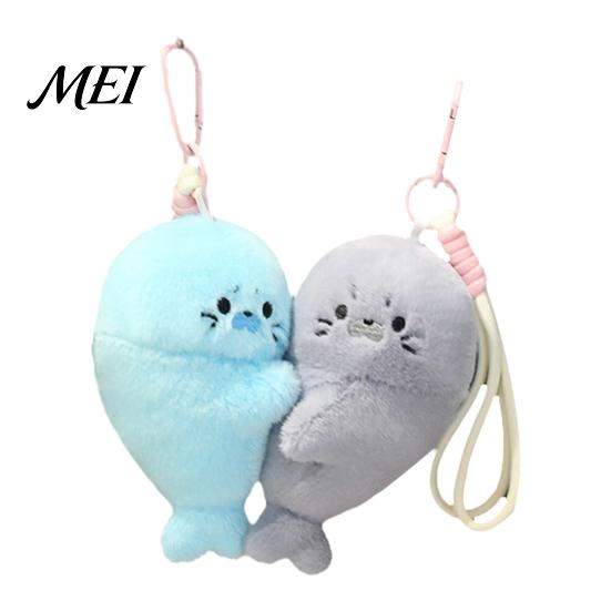 Decorative Magnet for Fridge 1 Pair Cute Baby Seal Plush Keychain, Magnetic Heart Fluffy Keyring, Animal Bag Pendant Soft Stuffed Backpack, Gift Girls