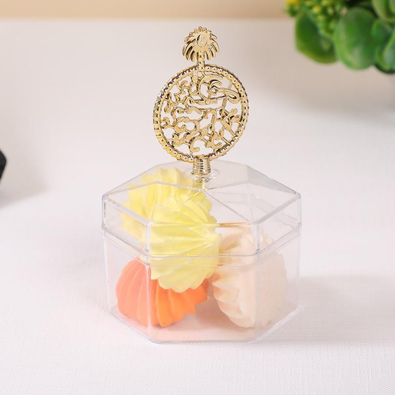 Wedding Candy Box Electroplated Gold Candy Box Transparent Hexagonal Packaging Box Plastic Box