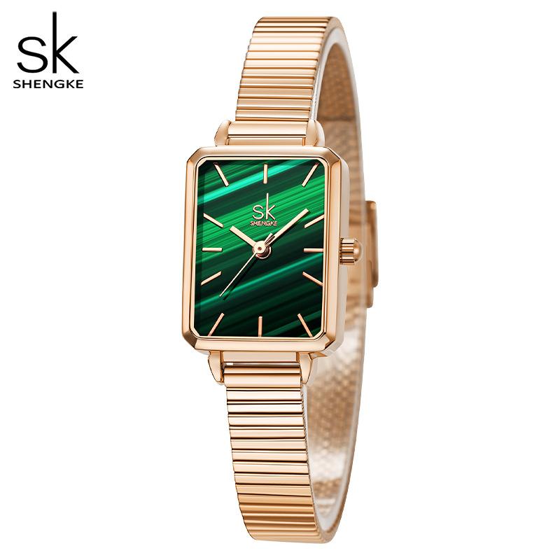 Watch Female Niche Premium Sense Square Watch Axiannu Green Watch Bamboo Strap Guangzhou Watch Watch 0177