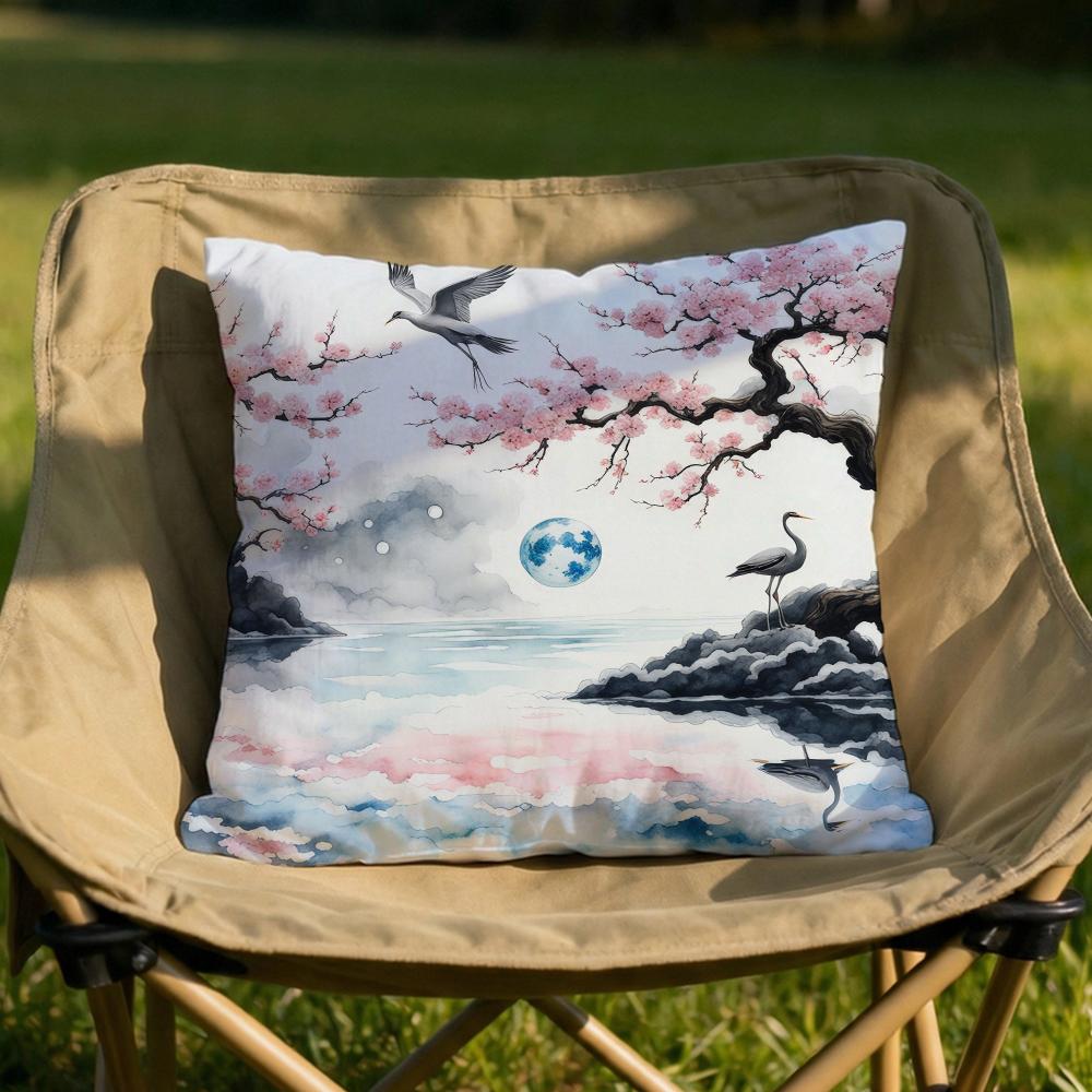 Classical Ink Landscape Cushion Cover Soft Reversible Durable Pillow Cover MultiScene Use for Home Car Daily Comfort